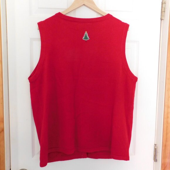 Bah Hum Pug Red Christmas Ugly Sweater Vest XXL 20 Dog Lights Sequins Button Up - Picture 5 of 7